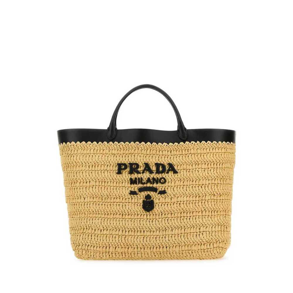 Prada Beach Crochet Tote Bag Beige Tan